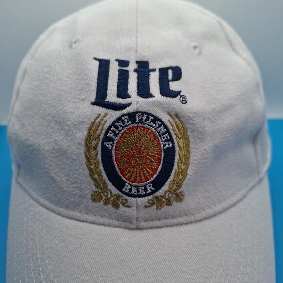 Miller Lite Beer Hat Snapback Adjustable Baseball Cap White Cotton - Picture 4 of 8